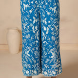 Aqua Blue Georgette Embroidered Kurti Set With Loose Pants