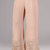 <img> Peach Pink Organza Thread Embroidered Kurti Set 