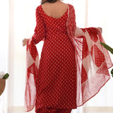 Red Hand Block Print Salwar Suit Set