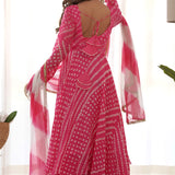 Pink Bandhani Print Anarkali Set