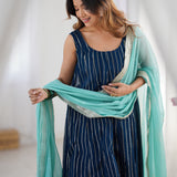 Blue Anarkali Set With Palazzo