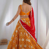 Bandhani Printed Yellow Lehenga Set With Dupatta