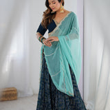 Teal Blue Georgette Lehenga Set
