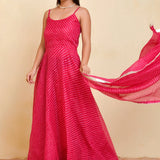 Magenta Pink Kota Duriya Anarkali Set