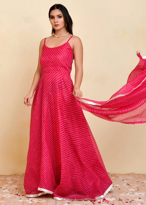 <img> Magenta Pink Kota Duriya Anarkali Set