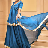 Denim Blue Satin Lehenga Set