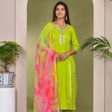 Green And Pink Georgette Kurta Set