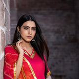 Rani Pink Cotton Silk Anarkali Set