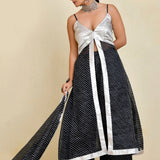 Black Cotton Silk Kurta Set With Stripes