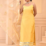 Yellow And White Silk Kurta Set