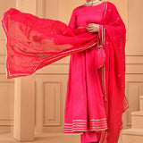 Ruby Pink Cotton Silk Kurta Set