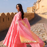 Light Pink Cotton Anarkali Set