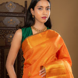 Classic Bright Orange Kanjivaram Silk Saree
