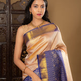 Pastel Pink Floral Kanjivaram Silk Saree