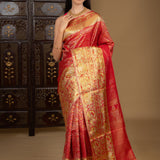 Rich Red Floral Kanjivaram Silk Saree