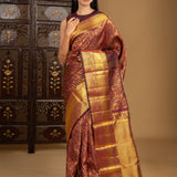 Vivid Burgundy Floral Kanjivaram Silk Saree