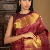 Burgundy Kanjivaram Silk Saree
