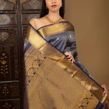 Navy Blue Kanjivaram Silk Saree