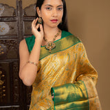 Golden Floral Kanjivaram Silk Saree
