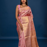 Soft Pink Floral Kanjivaram Silk Saree