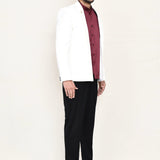 Maroon Polyester Three Piece Suit Set