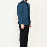 French Blue Polyester Sherwani Set