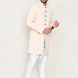 Cream Rayon Sherwani Set
