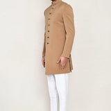 Beige Rayon Sherwani Set