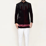 Maroon Velvet Sherwani Set