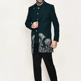 Bottle Green Polyester Suits Set With A Bow