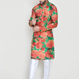 Green Silk Floral Printed Kurta Set