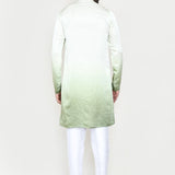 Cream To Green Gradient Satin Silk Kurta Set