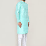 Blue Jacquard Kurta Set