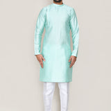 Light Cyan Jacquard Silk Kurta Set