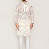 White Georgette Kurta With Thread Work