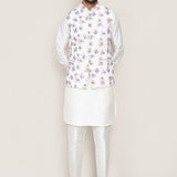 White Cotton Jacket With Threadwork
