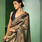 Moonlight Gold Silk Tissue Saree With Fancy Border