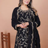 Black Georgette Embroidered Sharara Set