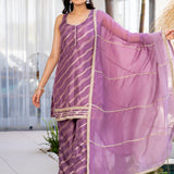 Lavender Haze Rayon Embroidered Kurti Set