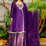 Violet Uppada Silk Solid Kurti Set