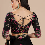 Black Chiffon Floral Embroidered Saree