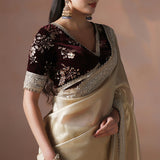 Soft Golden Solid Silk Saree