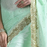 Light Green Chiffon Embroidered Saree
