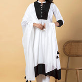 White Rayon Anarkali Set