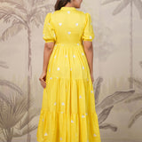 Bright Yellow Santoon Embroidered Dress