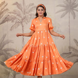 Orange Santoon Embroidered Dress