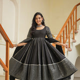 Black Cotton Silk Gota Work Anarkali Set
