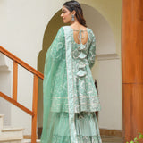Mint Green Cotton Mughal Printed Sharara Set