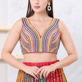 Multicolour Silk Embroidered Blouse