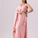 Pink Georgette Lehenga Set With Dupatta